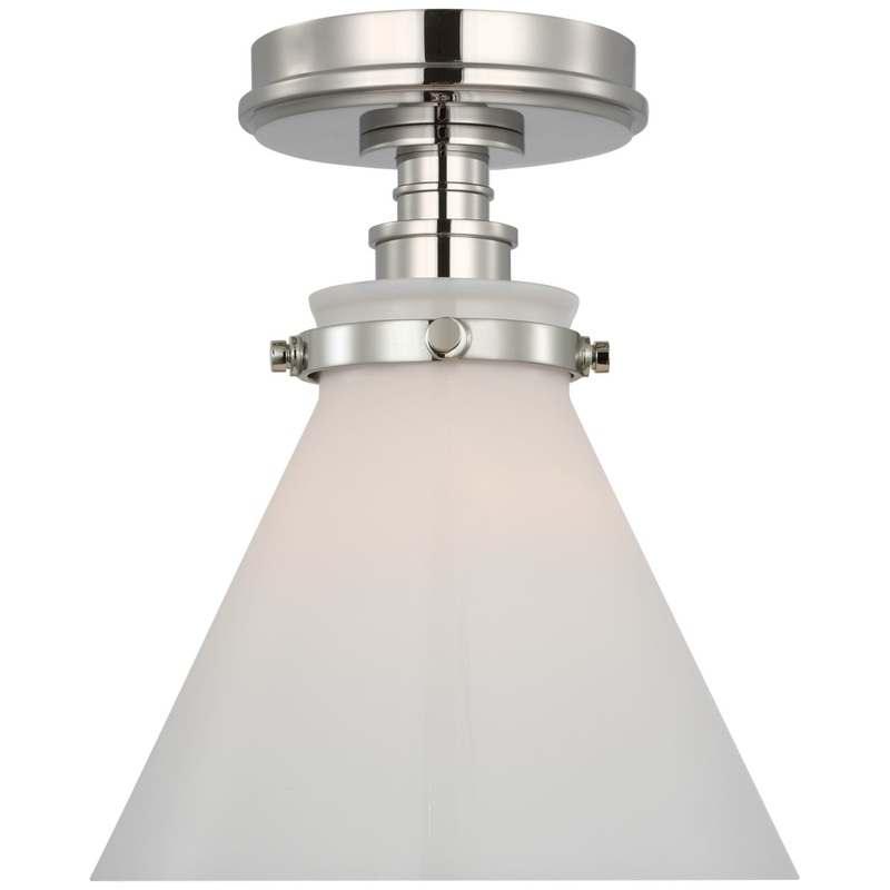 LED Flush Mount from the Parkington Collection in Polished Nickel Finish by Visual Comfort Signature