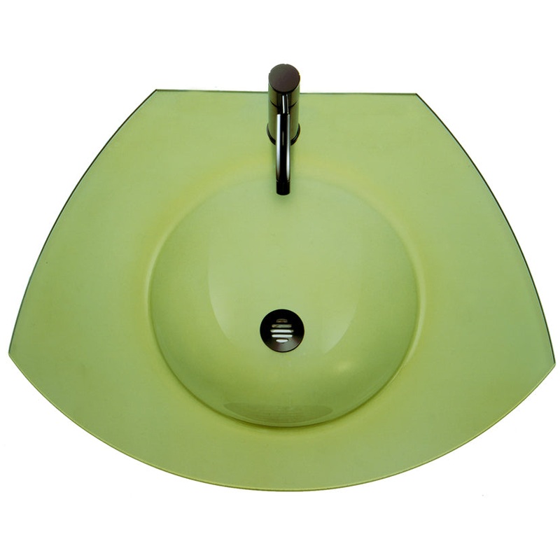 New Generation Ecoloom Trapezoidal Glass Counter Top with Integrated Round Basin