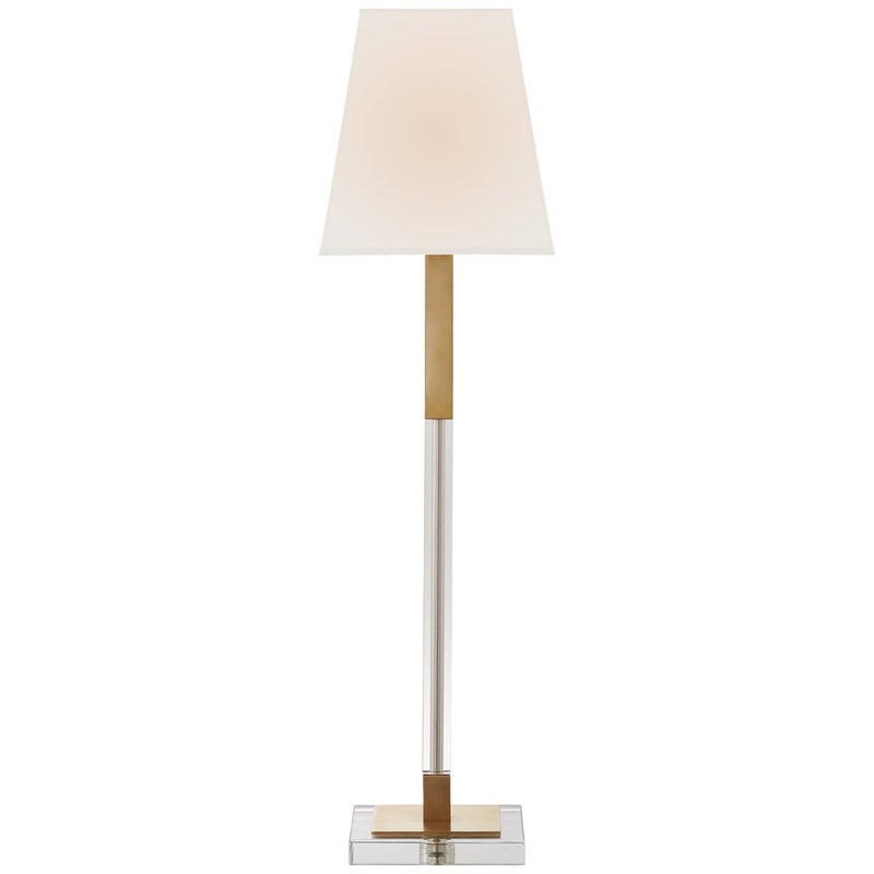 One Light Buffet Lamp from the Reagan Collection in Antique-Burnished Brass And Crystal Finish by Visual Comfort Signature
