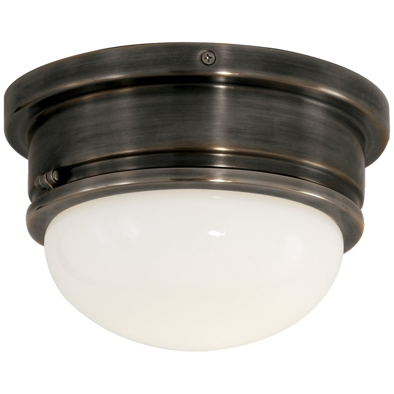 One Light Flush Mount from the Marine Collection in Bronze Finish by Visual Comfort Signature