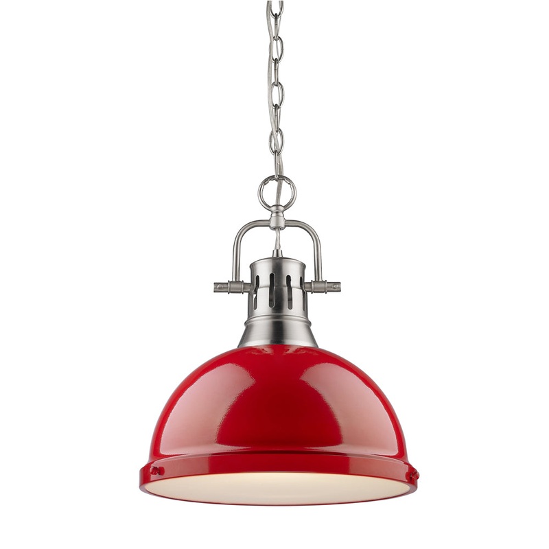 One Light Pendant from the Duncan PW Collection in Pewter Finish by Golden