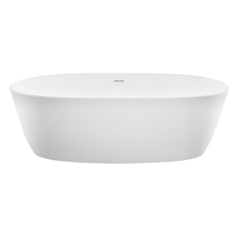Soaking Tub Elena 65 x 32 Inch Freestanding Flat Rim Center White Matte Sculpturestone 102 Gallons 21-1/2 Inch