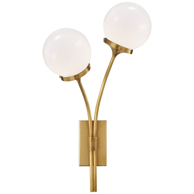 Two Light Wall Sconce from the Prescott Collection in Soft Brass Finish by Visual Comfort Signature