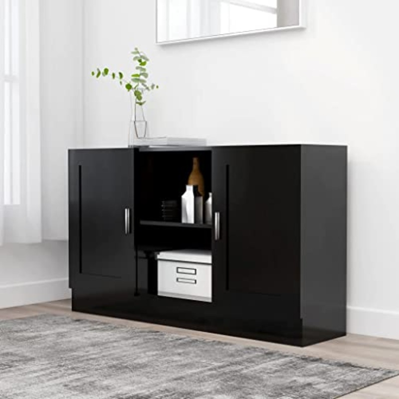 vidaXL Credenza Nera 120×30,5×70 cm in Truciolato