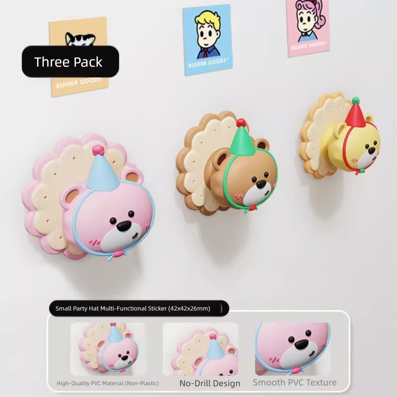 3 Pcs (Pink + Brown + Yellow) Adorable Bear Wall Protector – Multi-Use Self-Adhesive Door Stopper Bumper
