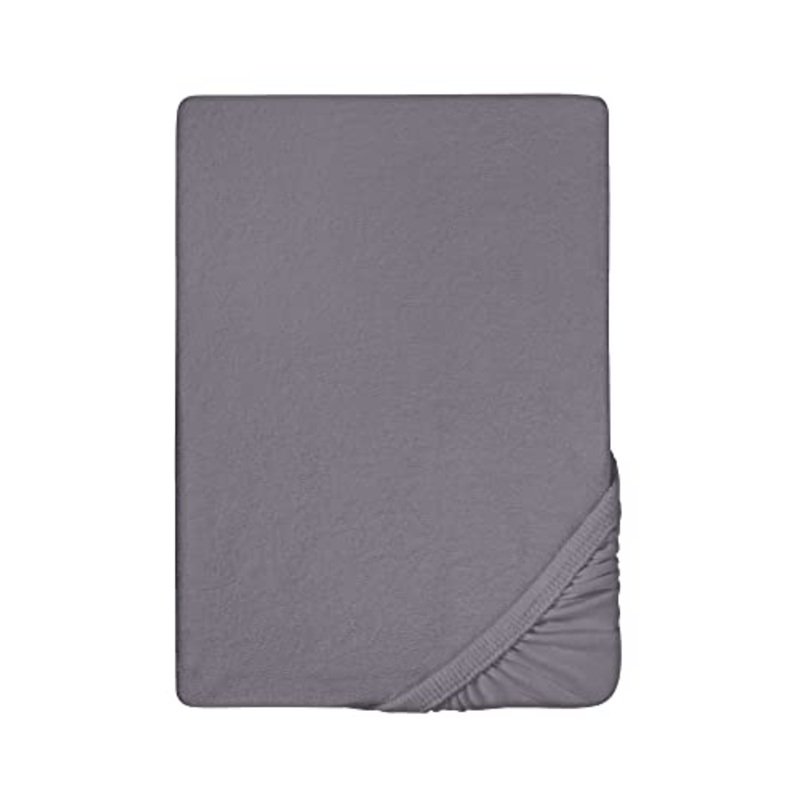Biberna 0012344 Lenzuolo Frottee-Stretch (Altezza Materasso max. 22 cm) 1X 140X200 cm > 160X200 cm, Grigio Argento
