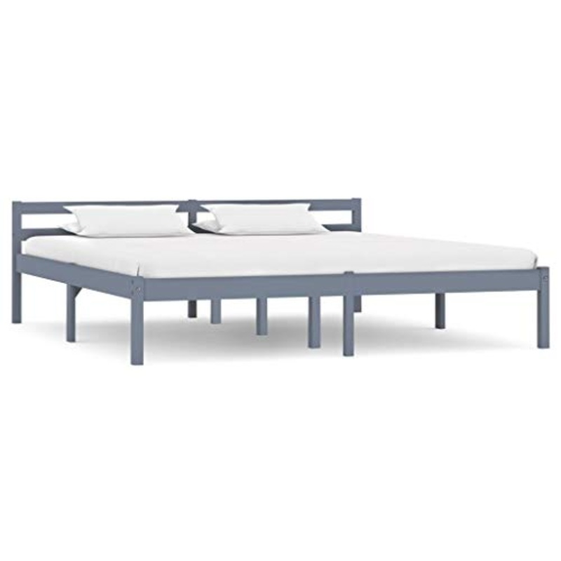 BIGTO – Struttura per letto in legno di pino massiccio, per camera da letto, colore: grigio, 160 x 200 cm