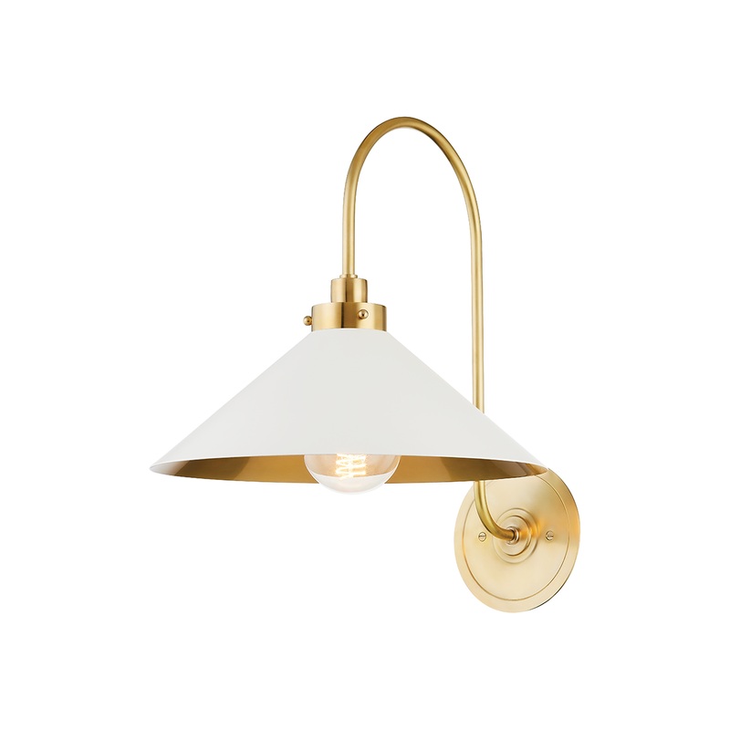 Clivedon 1-Light Wall Sconce Aged Brass/Off White