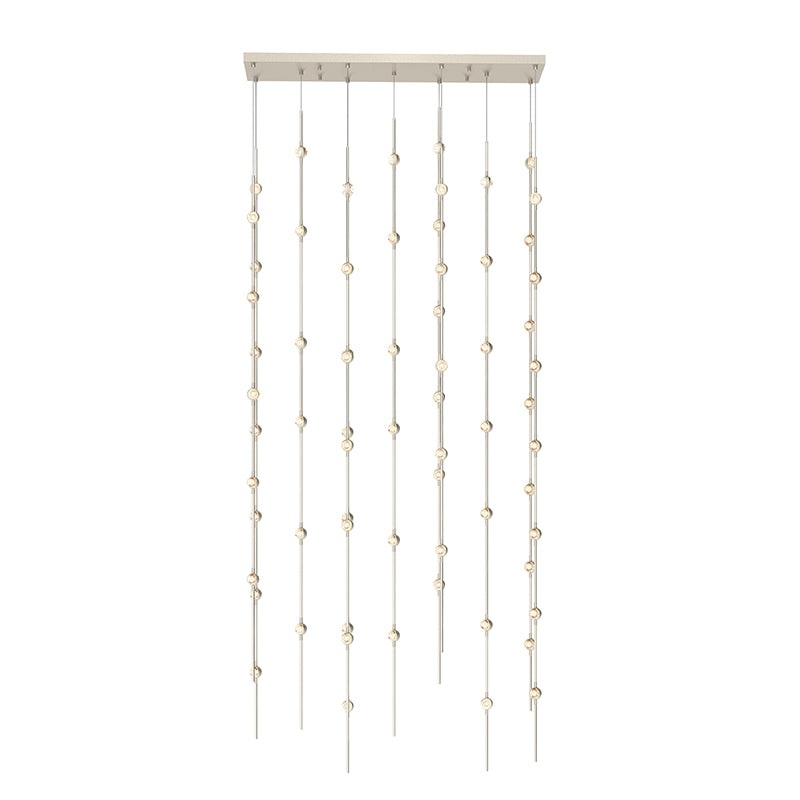 Constellation Andromeda 36″ Rectangle LED Pendant Satin Nickel with Clear Faceted Acrylic 3000K 10′ Adjustable Cord