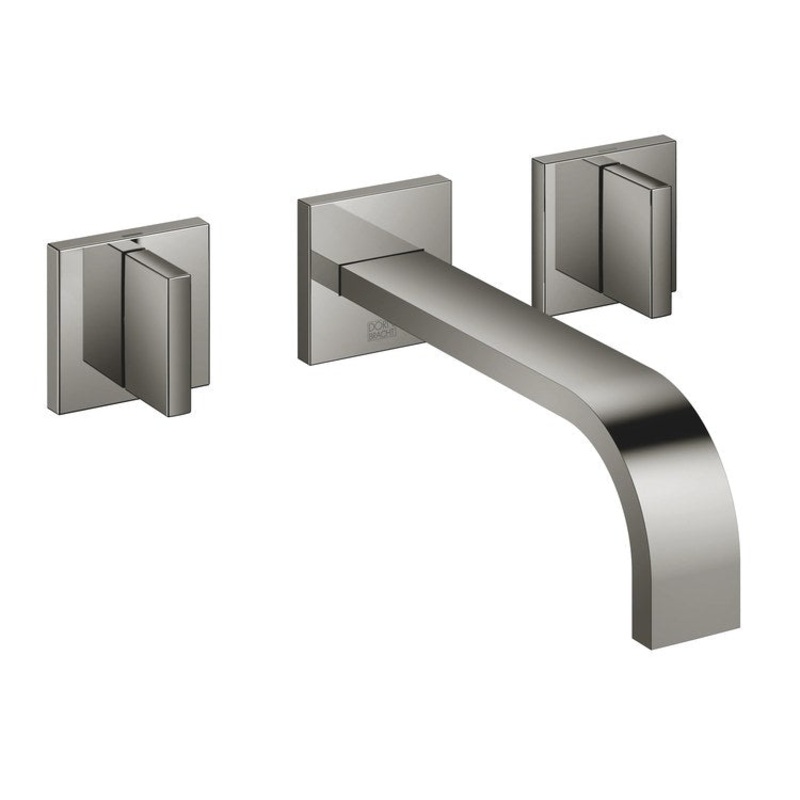 Lavatory Faucet MEM Wall Mount Mixer 2 Lever ADA WaterSense Dark Chrome 1.2 Gallons per Minute Less Drain 3 Hole