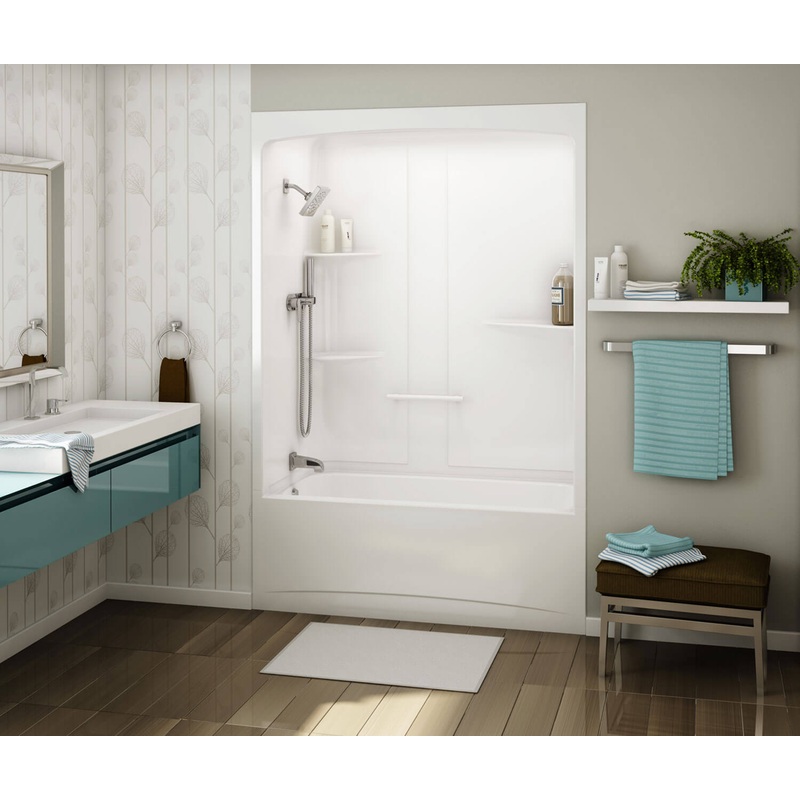 MAAX 107000-SL-103-001 ALLIA TSR-6032 Acrylic Alcove Left-Hand Drain Three-Piece Aeroeffect Tub Shower in White