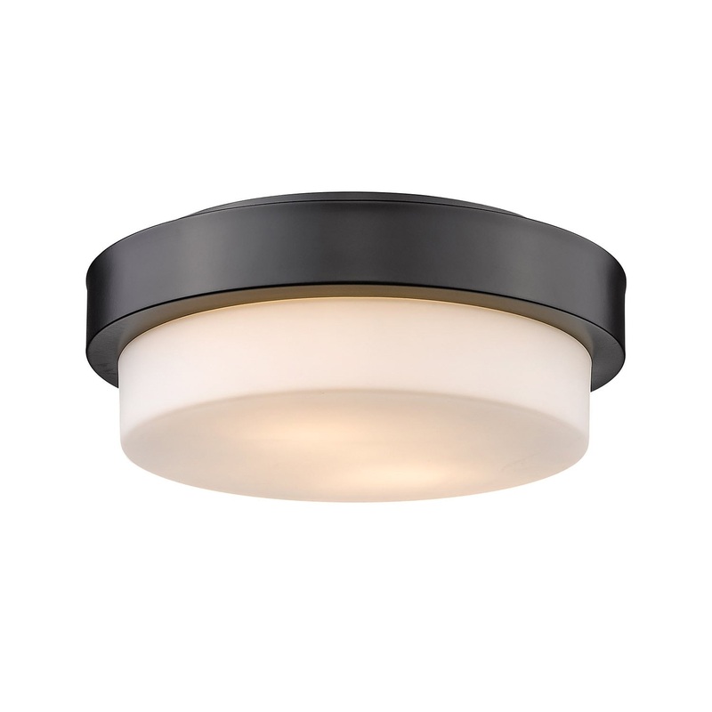 Multi-Family 11″ Flush Mount in Matte Black with Opal Glass