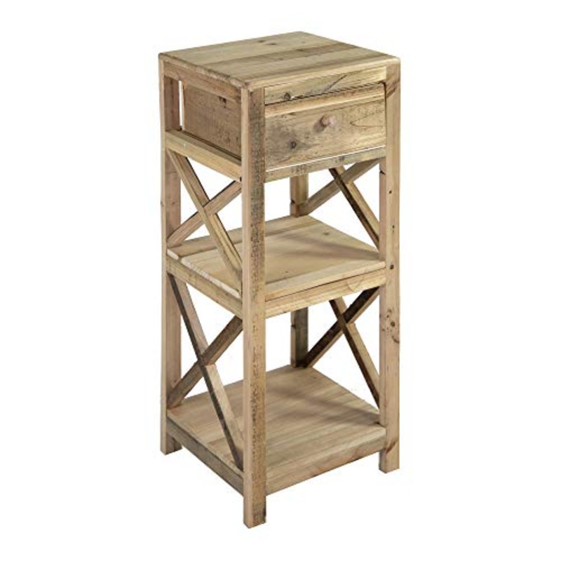 Nature by Kolibri Scaffalatura in legno con 2 ripiani e 1 cassetto, per soggiorno, giardino, balcone