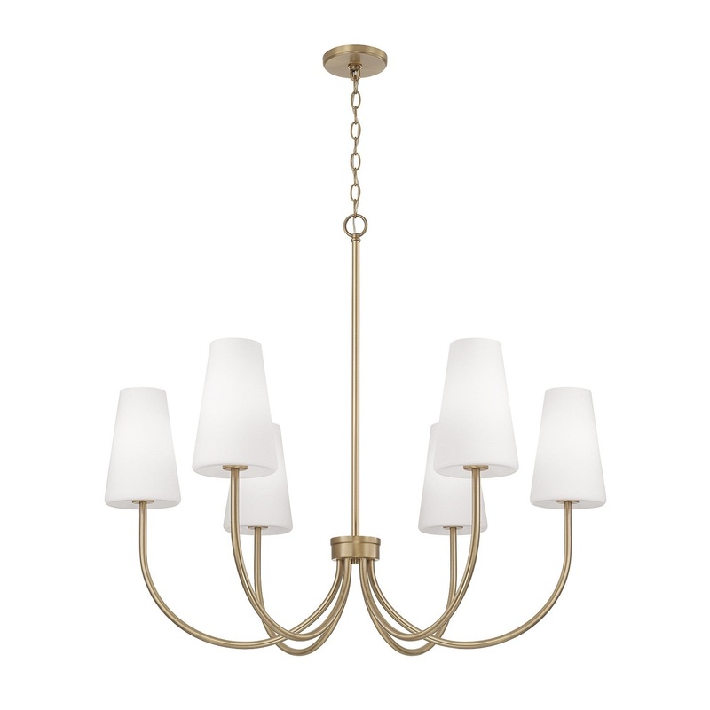 Six Light Chandelier from the Averitt Collection in Aged Brass Finish by Capital Lighting