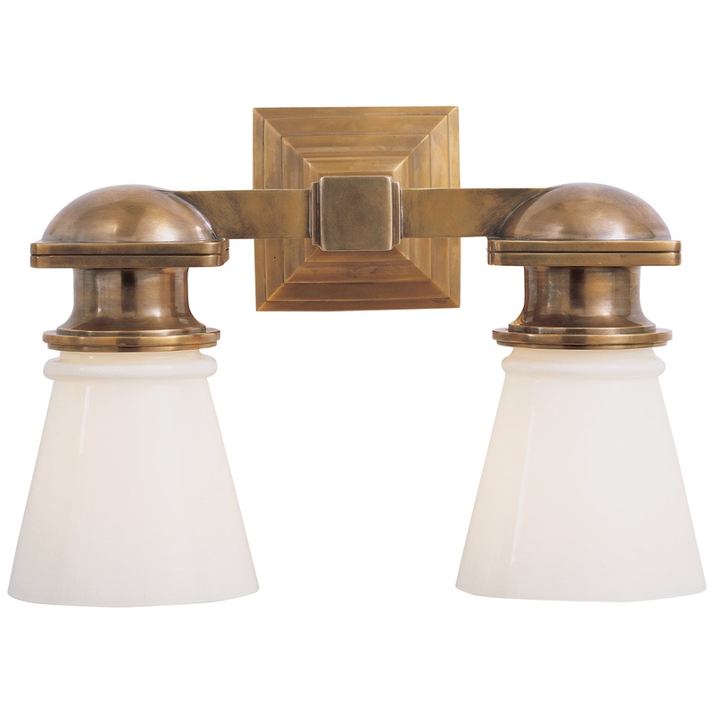 Two Light Wall Sconce from the NY Subway Collection in Hand-Rubbed Antique Brass Finish by Visual Comfort Signature