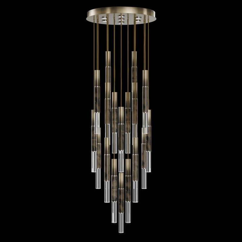 Antonia 31″W Round Pendant Ombre Bronze/Nickel/Charcoal