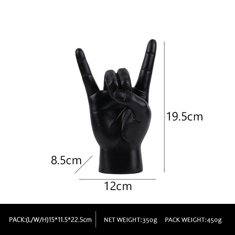 Black Right Hand Resin Rock and Roll Hand Figurine – Stylish Desk and Living Room Decor