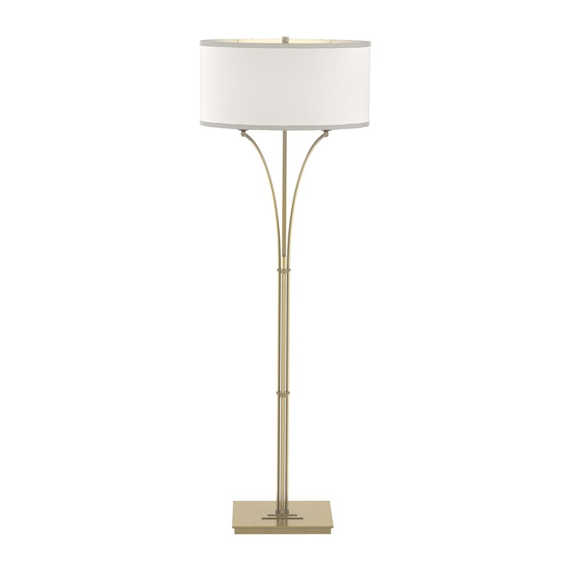 Contemporary Formae Floor Lamp Modern Brass Flax Shade (SE)