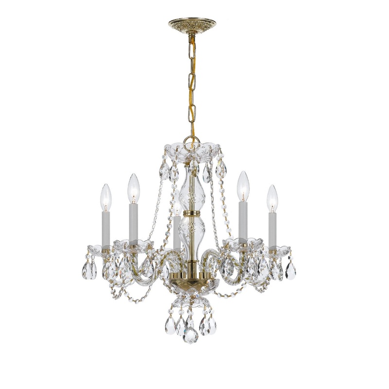 Crystorama 5085-PB-CL-S Traditional Crystal Five Light Chandelier Polished Brass