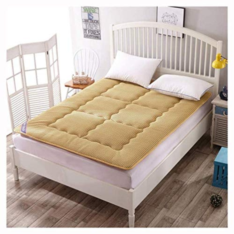 Futon Pieghevole Tatami Traspirante, Design a Rete 4D Materasso Da Pavimento Giapponese Morbido Materassino Per Tutte Le Stagioni Pieghevole Antiscivolo,Camel-150 * 200cm