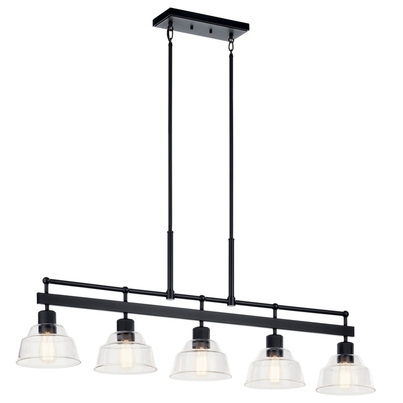 Kichler 52404BK Five Light Linear Chandelier, Black