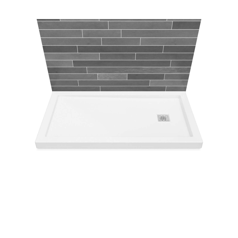 MAAX 420004-505-001-101 B3Square 6030 Acrylic Wall Mounted Shower Base in White with Right-Hand Drain