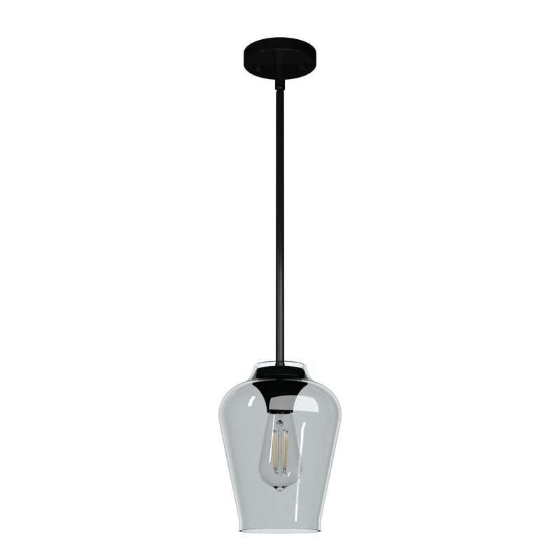 One Light Mini Pendant from the Vidria Collection in Matte Black Finish by Hunter