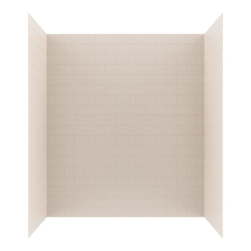 Shower Wall Kit Metro Subway Tile Glue Up 62 x 30 x 72 Inch Tahiti White Swanstone