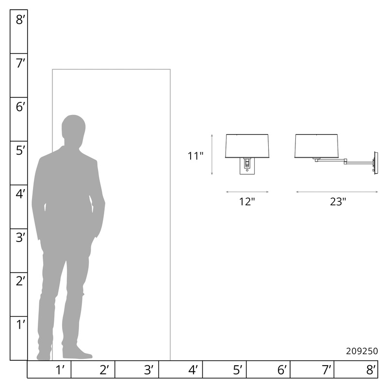 Simple Swing Arm Sconce Ink Flax Shade (SE)