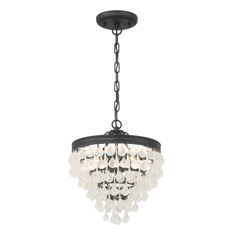 Three Light Pendant from the Calypso Collection in Matte Black Finish by Crystorama