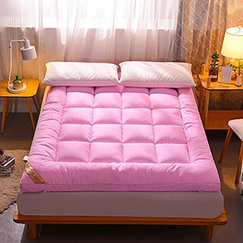 WSZGR Roll Up Stuoiaerasso,Pieghevole Stuoiaerasso Futon Colore A Tinta Unita Non-Scivolare Addensare Tatami Stuoia Giapponese Pavimento Stuoiaerasso Rosa 180x200cm/71x79inch