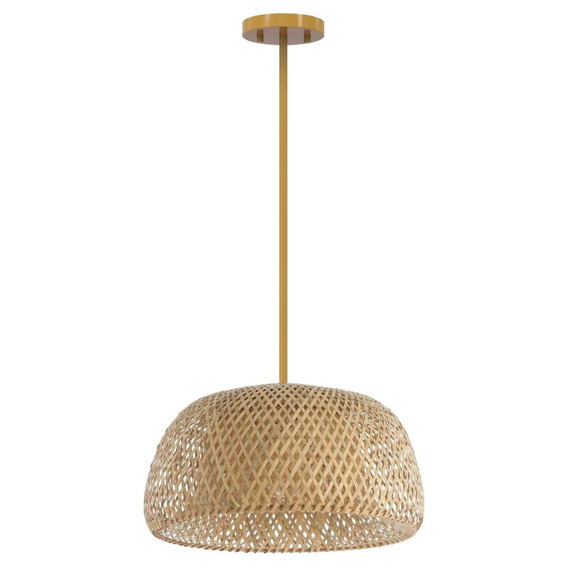 Berkshire 1-Light Pendant Tan Metal with Natural Bamboo