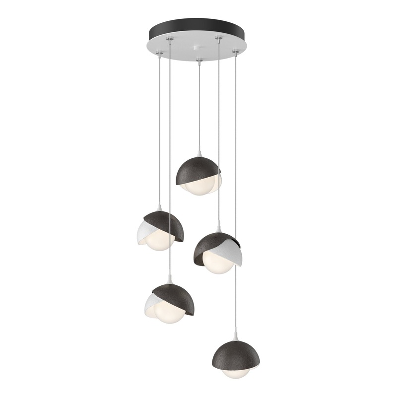 Brooklyn 5-Light Double Shade Pendant White Oil Rubbed Bronze