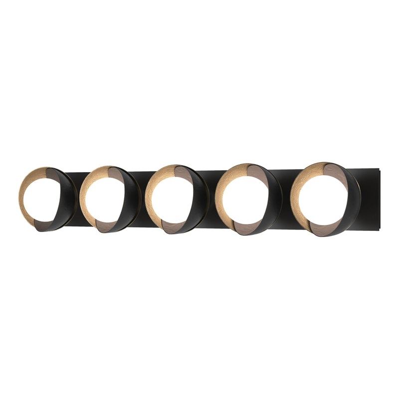 Brooklyn 5-Light Straight Double Shade Bath Sconce Black Soft Gold