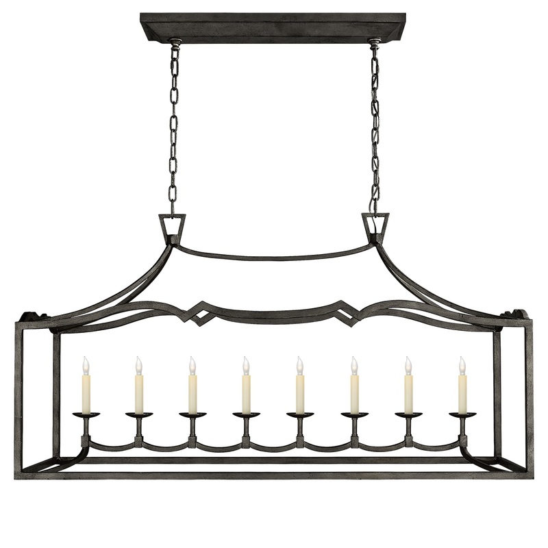 Eight Light Linear Pendant from the Darlana Fancy Collection in Aged Iron Finish by Visual Comfort Signature