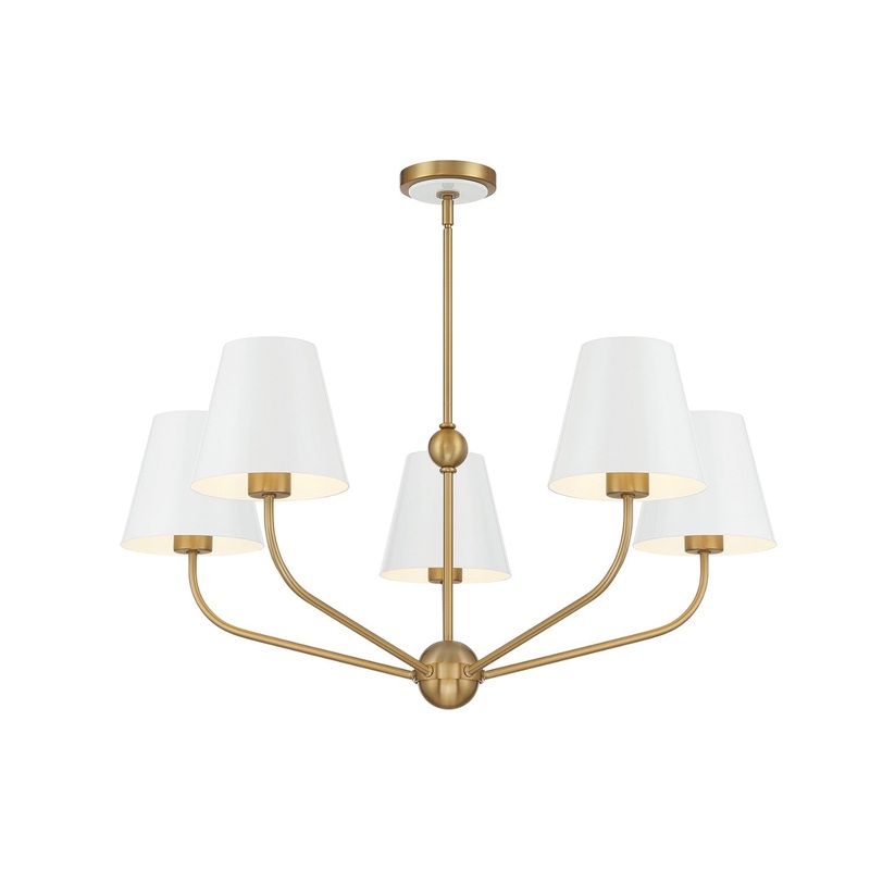Five Light Chandelier from the Xavier Collection in Vibrant Gold/White Finish by Crystorama