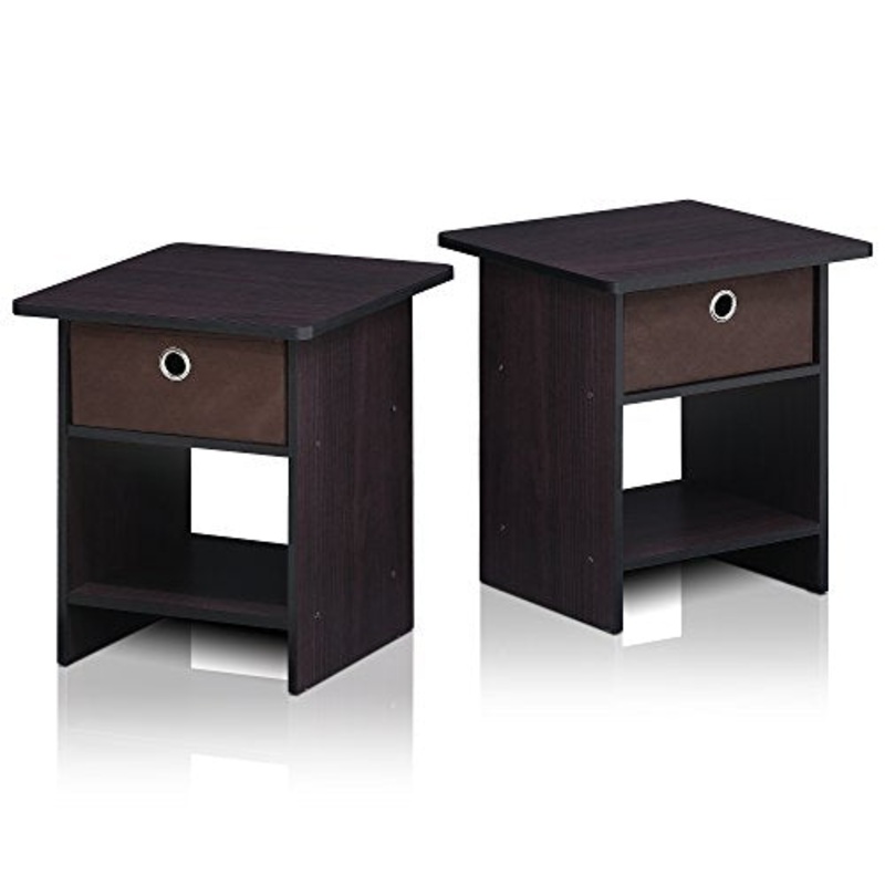 Furinno Dario Tavolino con Cassetto, HOLZ, Noce Scuro, taglia unica, 2 unit