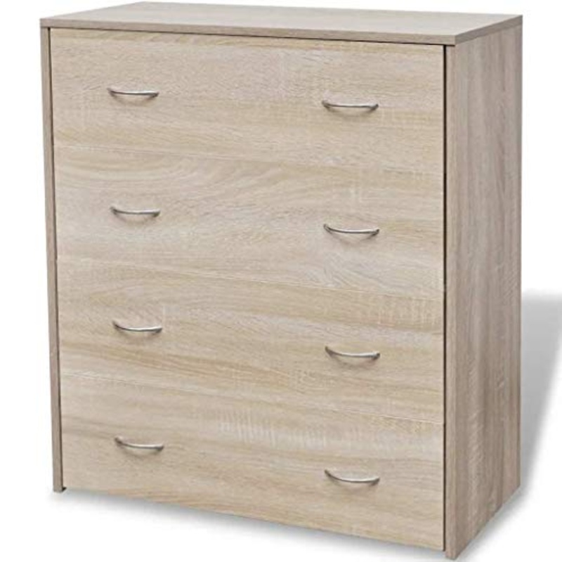 GOTOTOP Credenza con 4 Cassetti,Armadio Laterale,Cassettiera Moderno,Libreria in truciolato + MDF,per salotto,sala da pranzo,corridoio,60×30,5×71 cm -Colore Quercia