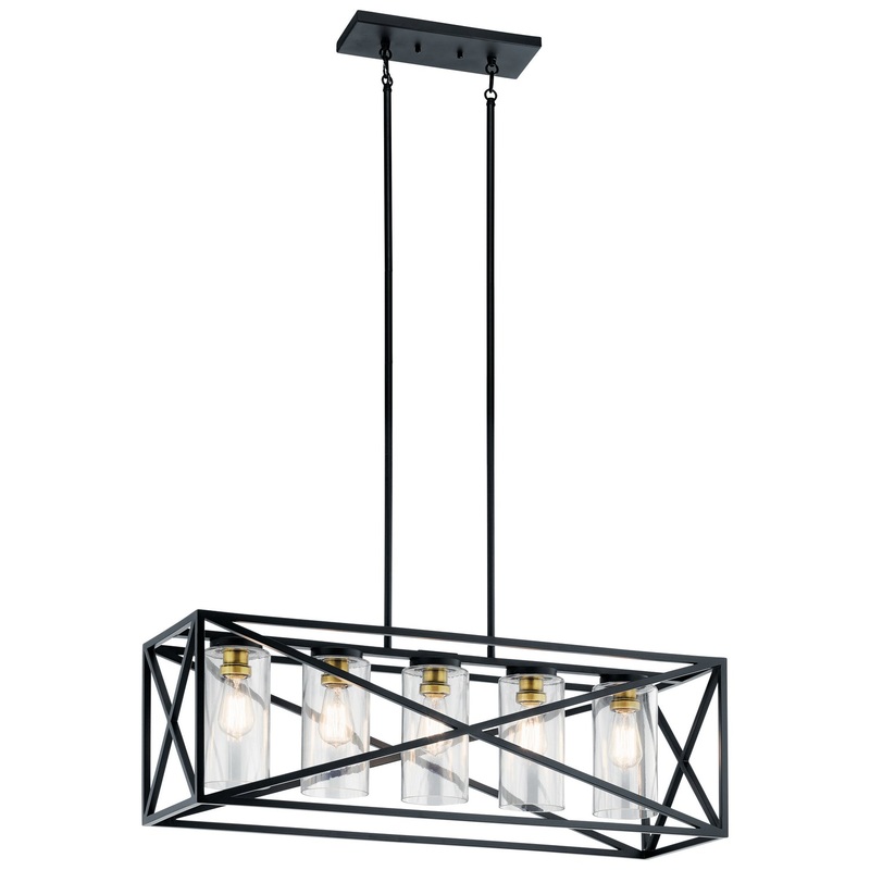 Kichler 44081BK Five Light Linear Chandelier, Black