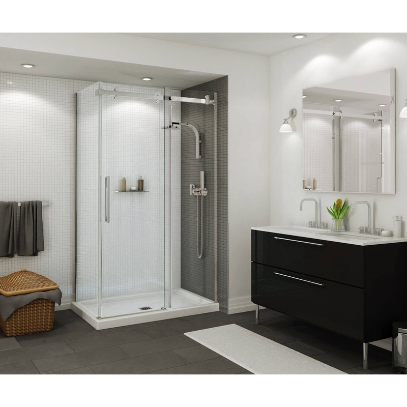 MAAX 420003-503-001-100 B3Square 4836 Acrylic Corner Right Shower Base in White with Center Drain