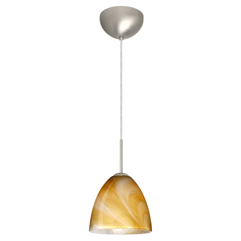 One Light Pendant from the Vila Collection in Satin Nickel Finish by Besa