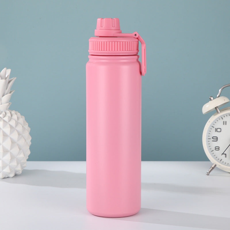 Pink Portable Travel Thermos Bottle – Leakproof Stainless Steel Flask with Carry Handle (22oz – 660ml)