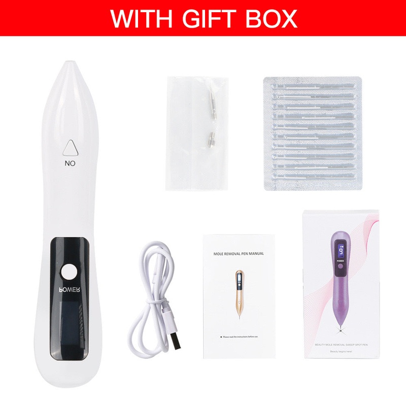 Professional 9-Level Skin Tag & Mole Remover Pen – USB Rechargeable with LED Display & Multiple Needles(white)