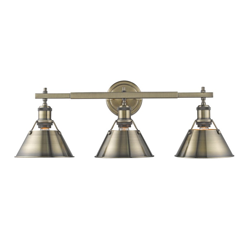 Three Light Bath Vanity from the Orwell Collection in Aged Brass Finish by Golden