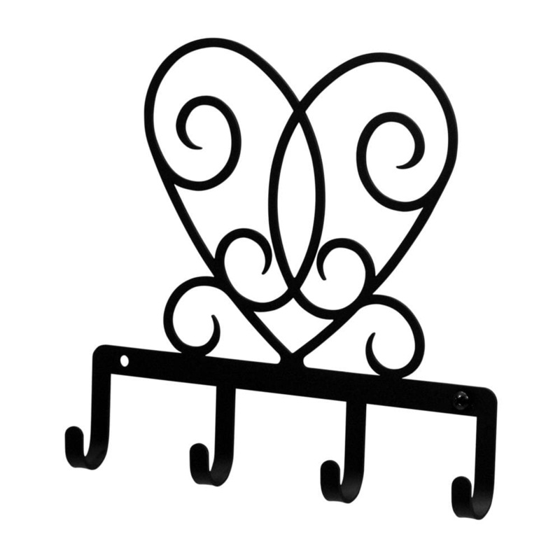 Village Wrought Iron KH-110 Scrolled Heart Key Holder