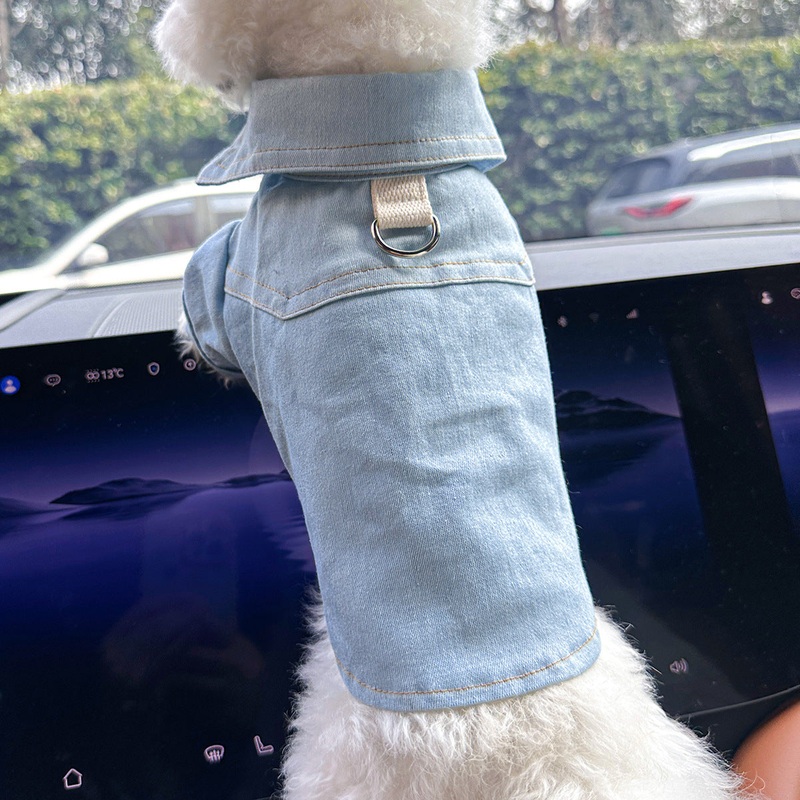 XS-Approximately 2kg Handsome denim shirt Denim Vest Jacket for Dogs and Cats – Spring, Summer, and Autumn Wear