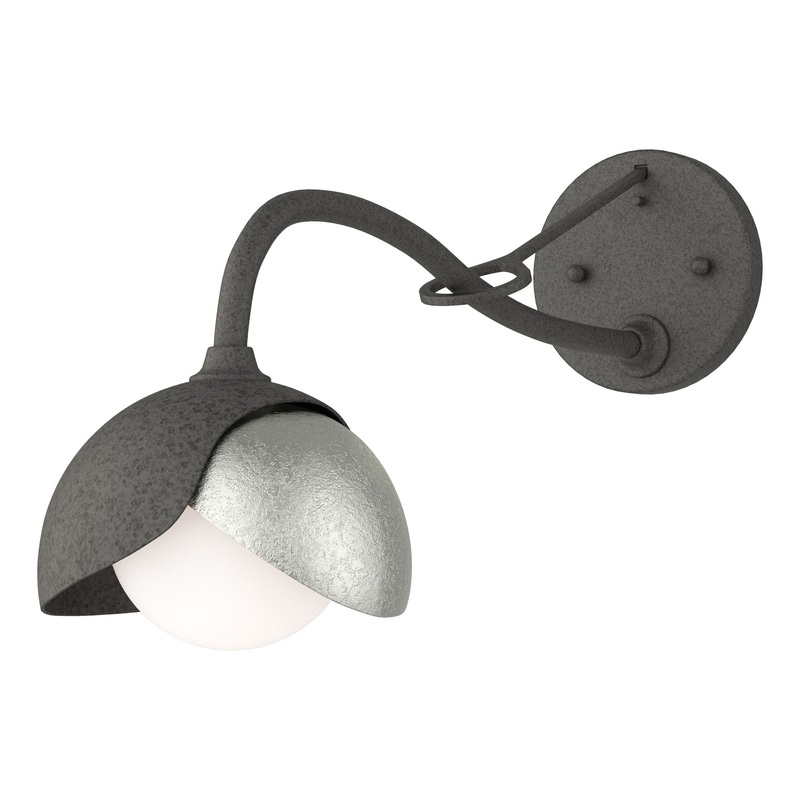 Brooklyn 1-Light Double Shade Long-Arm Sconce Natural Iron Sterling