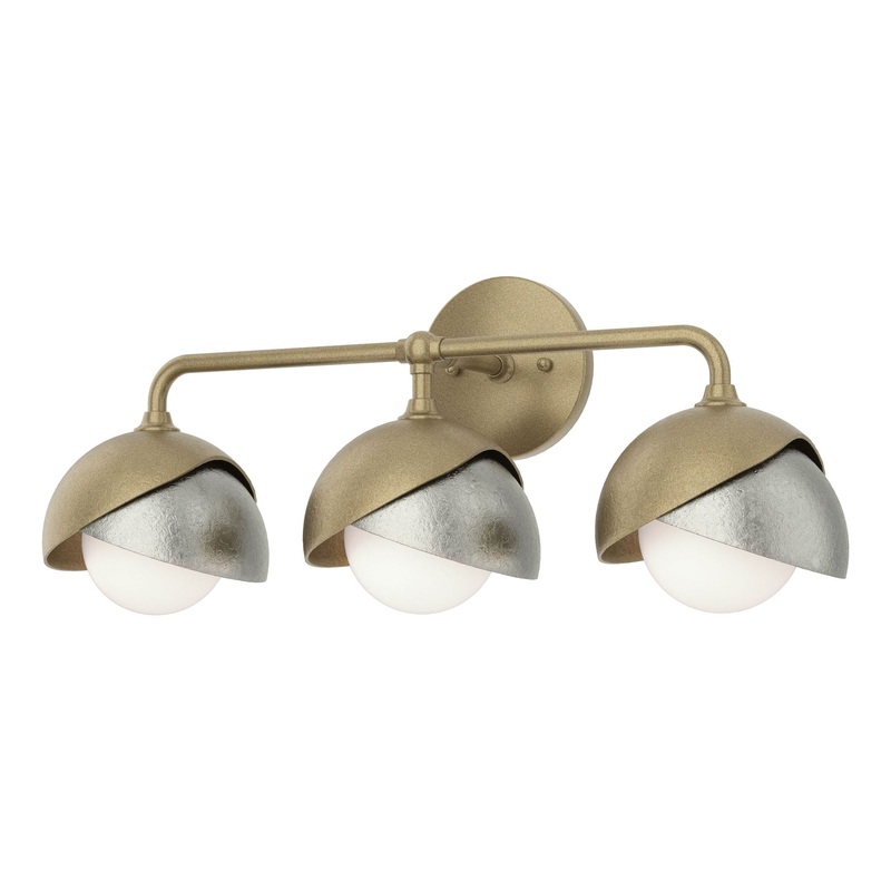 Brooklyn 3-Light Double Shade Bath Sconce Soft Gold Sterling