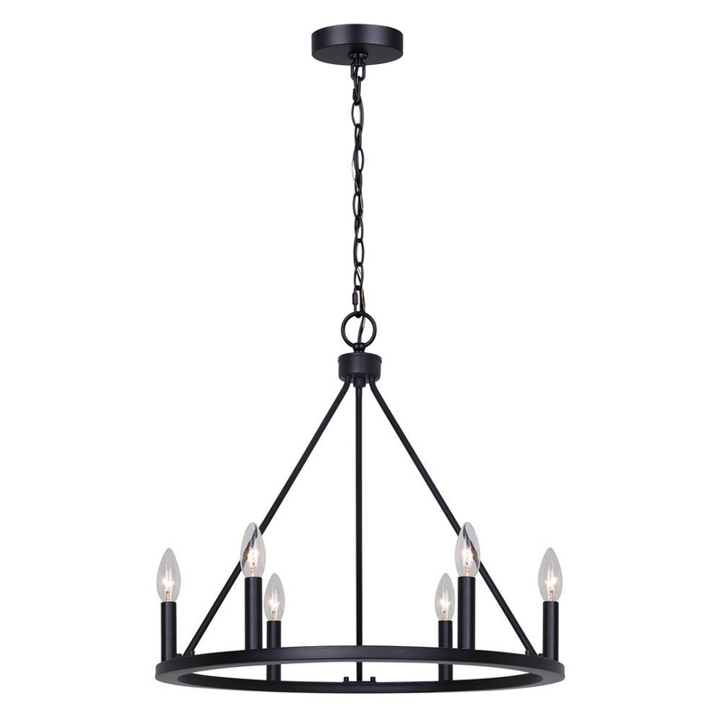 Canarm ICH2033B06BK26 Mara Six Light Chandelier Matte Black