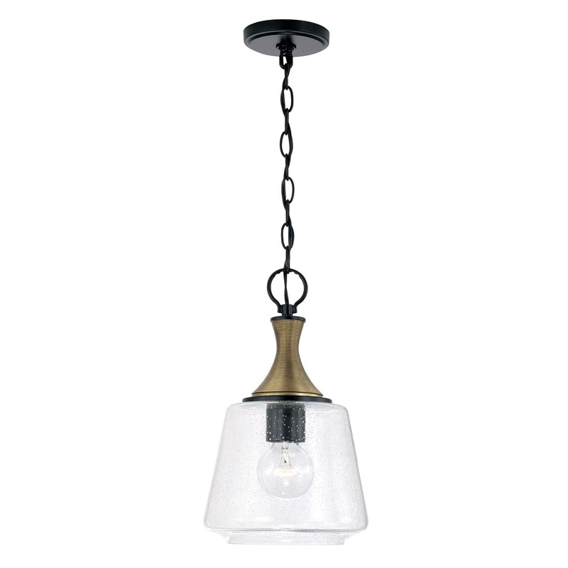 Capital Lighting 345611KB Amara 1 Light Pendant Matte Black with Brass